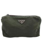 プラダ PRADA ポーチ インバッグ 三角プレート 緑 グリーン ジッパー開閉 /FF ■GY18