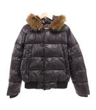 モンクレール MONCLER G32-003 ダウンジャケット ロゴ フード  コヨーテファー 1 紺 ネイビー /JS ■GY18
