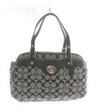 コーチ COACH ハンドバッグ トート キャンバス レザー シグネチャー 総柄 グレー 黒 ブラック F16542 /XZ ■GY18