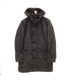 51F60-760-08 スプリングコート フード チェック柄 ミドル丈 M 黒 ブラック グレー /JS ■GY18