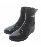 コーチ COACH リビングトン レイン ブーティ 長靴 ラバー サイドゴア シグネチャー ロゴ US8 25㎝ 黒 ブラック G5254 /XZ ■GY40