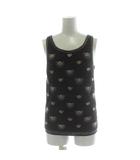 クリッツィア KRIZIA タンクトップ カットソー ノースリーブ ビーズ刺繍 ビジュー 42 黒 ブラック /PP ■GY40