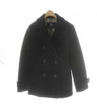 バーバリー ロンドン BURBERRY LONDON Pコート ウール 40 黒 ブラック 無地 ダブルブレスト 長袖 アウター ショート丈 ノバチェック FN027-777-09 /PP ■GY40