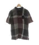 ポロシャツ 半袖 ワッペン チェック柄 カットソー L マルチカラー /PP ■GY40