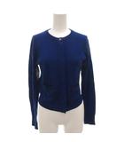 ポールスミス PAUL SMITH カーディガン ニット ウール M 青 ブルー 黒 ブラック ヘリンボーン柄 クルーネック バイカラー /FF ■GY18