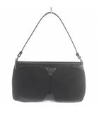 ゲス GUESS ハンドバッグ ミニ ナイロン エナメル ワンハンドル 三角ロゴ 黒 ブラック /XZ ■GY11