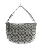 コーチ COACH ハンドバッグ キャンバス レザー ワンハンドル シグネチャー 総柄 グレー 黒 ブラック F13114 /XZ ■GY18