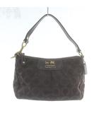 コーチ COACH マディソン オプアート ハンドバッグ ポーチ キャンバス レザー 総柄 ロゴ ゴールド金具 茶色 ブラウン 41991 /XZ ■GY18