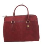 ジバンシィ GIVENCHY ヴィンテージ ミニ ボストン ハンド バッグ ナイロン レザー 赤 レッド 4G ロゴ 総柄 キャンバス /FF ■GY18