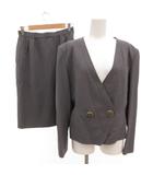 クリスチャンディオール Christian Dior セットアップ ノーカラージャケット スカート ダブルブレスト ロゴボタン 11 グレー /JS ■GY18