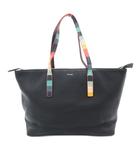 ポールスミス PAUL SMITH アーティストストライプ レザー トートバッグ マルチストライプ 黒 ブラック /JS ■GY18