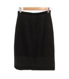 プラダ PRADA タイトスカート ひざ丈 ベロア切替 38 黒 ブラック /JS ■GY11
