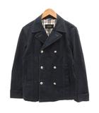 バーバリーブラックレーベル BURBERRY BLACK LABEL ピーコート ダブルブレスト メタルボタン ロゴ ステッチ M 紺 ネイビー /JS ■GY11