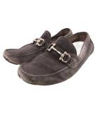 サルヴァトーレフェラガモ Salvatore Ferragamo ホースビットローファー モカシン スリッポン スエード レザー 7.5 グレー /JS ■GY11