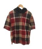 プルオーバーパーカー フーディ チェック 半袖 L 赤 レッド  51P52-362-17 /FF ■GY18