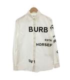 バーバリー BURBERRY シャツ カジュアル XS 白 ホワイト 黒 ブラック 長袖 文字プリント レギュラーカラー 8023776 /FF ■GY18
