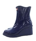 ハンター HUNTER 長靴 レインシューズ ウエッジソール ラバー ロゴ US7 紫 パープル /GV ■GY18