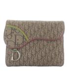 クリスチャンディオール Christian Dior 手帳カバー 三つ折り ジャガード キャンバス レザー トロッター ロゴ 総柄 ベージュ /XZ ■OH ■GY18