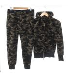 フリース セットアップ パーカー フーディー ジップアップ イージー パンツ カモフラ 迷彩柄 S グレー ■GY11 /TZ