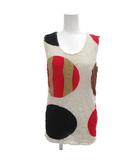 イッセイミヤケ ISSEY MIYAKE タンクトップ カットソー シワ加工 ドット柄 ラウンドネック L 白 ホワイト 黒 ブラック 赤 レッド /TZ ■GY18