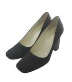 プラダ PRADA パンプス サテン スクエアトゥ ハイヒール 36.5 23.5㎝ 黒 ブラック /XZ ■GY17