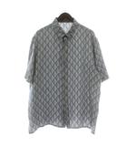 ディオール Dior 21SS シルク シャツ 絹100% 半袖 CDダイヤモンド 総柄 比翼ボタン 43 グレー 193C545A5797 /XZ ■GY17