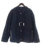 エルメス HERMES セリエボタン ジャケット ブルゾン アウター ナイロン混 フード ジップアップ 52 紺 ネイビー /XZ ■GY17