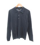 美品 ポロシャツ 長袖 シルク100% リブニット L 青 ブルー /TZ ■GY17