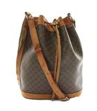 セリーヌ CELINE ショルダーバッグ 巾着型 PVC レザー マカダム柄 総柄 茶色 ブラウン /XZ ■GY18