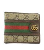 グッチ GUCCI オフィディア 財布 二つ折り GGスプリーム レザー シェリーライン 総柄 ゴールド金具 ベージュ 茶色 ブラウン /XZ ■GY18