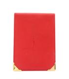 イヴサンローラン YVES SAINT LAURENT 定期入れ パスケース カードケース 二つ折り レザー ロゴ 赤 レッド /XZ ■GY11
