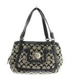 コーチ COACH ハンドバッグ トート キャンバス レザー シグネチャー 総柄 黒 ブラック F14934 /XZ ■GY11