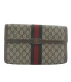 グッチ GUCCI オールドグッチ セカンドバッグ クラッチバッグ PVC レザー GG柄 シェリーライン ロゴ ベージュ 茶色 ブラウン /XZ ■OH ■GY18