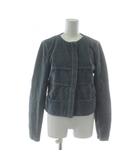 シャネル CHANEL 02A ノーカラー ジャケット ベロア 比翼ボタン 38 グレー P20057V11559 /XZ ■GY18