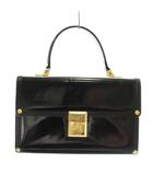 ジャンニヴェルサーチ ヴェルサーチェ GIANNI VERSACE ハンドバッグ バニティバッグ エナメル レザー サンバースト ゴールド金具 黒 ブラック /XZ ■GY11