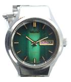 セイコー SEIKO 2706-0260 腕時計 ウォッチ 自動巻き デイデイト カレンダー付き 21石 カットガラス ラウンド 緑文字盤 シルバー色 ■GY18 /MQ