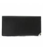 長財布 お札入れ 二つ折り レザー ロゴ シルバー金具 黒 ブラック /XZ ■GY11