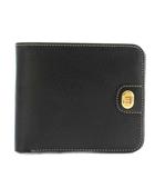 財布 お札入れ 二つ折り レザー ステッチ ロゴ 黒 ブラック /XZ ■GY11