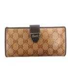 グッチ GUCCI 2つ折り 長財布 ウォレット 小銭入れあり GGロゴ 総柄 ベージュ /FF ■GY11