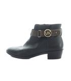 マイケルコース MICHAEL KORS ショートブーツ ロゴ レザー チャンキーヒール 黒 ブラック ■GY11 /MQ