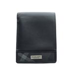 二つ折り財布 ウォレット 札入れ ロゴ チェック柄 レザー 黒 ブラック ■GY11 /MQ