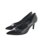 ルイヴィトン LOUIS VUITTON パンプス ハイヒール ポインテッドトゥ ロゴ リボン 38 24.5cm 黒 ブラック ■GY18 /MQ ■OH