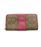 コーチ COACH F54630 長財布 ウォレット ロゴ ラウンドファスナー PVC レザー 茶 ブラウン ピンク ■GY18 /MQ