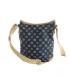 ハンティングワールド HUNTING WORLD ショルダーバッグ 斜めがけ ロゴ キャンバス レザー 総柄 紺 ネイビー ■GY11 /MQ