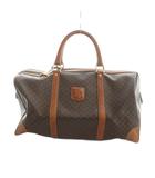 セリーヌ CELINE ヴィンテージ マカダム ミニボストンバッグ ハンドバッグ PVC レザー トリオンフ ロゴ 総柄 茶 ブラウン ■GY18 /MQ