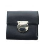 サルヴァトーレフェラガモ Salvatore Ferragamo 三つ折財布 ウォレット レザー ガンチーニ ロゴ 黒 ブラック ■GY11 /MQ
