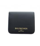 バレンシアガ BALENCIAGA CASH 2.0 FLAP 二つ折り財布 ウォレット 810901 2ABGH ロゴ レザー 黒 ブラック ■GY18 /MQ ■OH