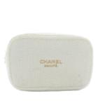 シャネル CHANEL BEAUTE クリスマスコフレ ノベルティ ポーチ ツイード ロゴ ゴールド金具 白 ホワイト /XZ ■GY18