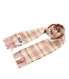 バーバリーブルーレーベル BURBERRY BLUE LABEL マフラー ストール ウール チェック柄 フリンジ ピンク グレー /XZ ■GY18