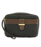 セカンドバッグ クラッチバッグ PVC レザー ロゴ ゴールド金具 ダークブラウン 茶色 ブラウン /XZ ■GY18